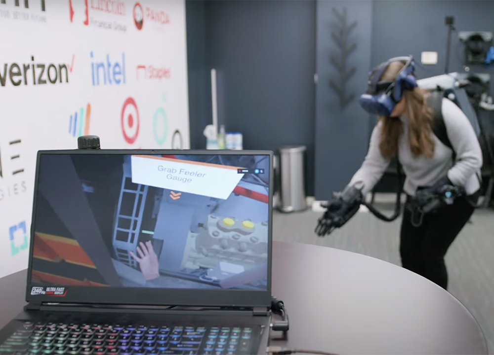 BNSF Train Engine Maintenance VR Training with Haptic Gloves
