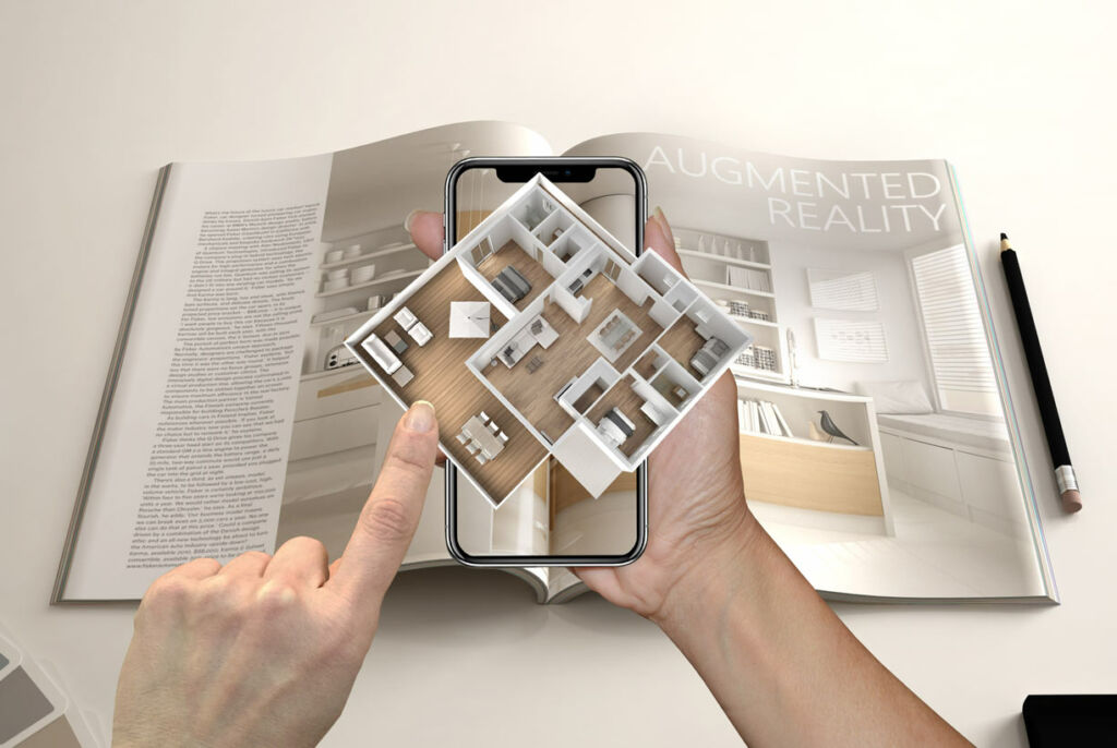 Designer using Augmented Reality Training software