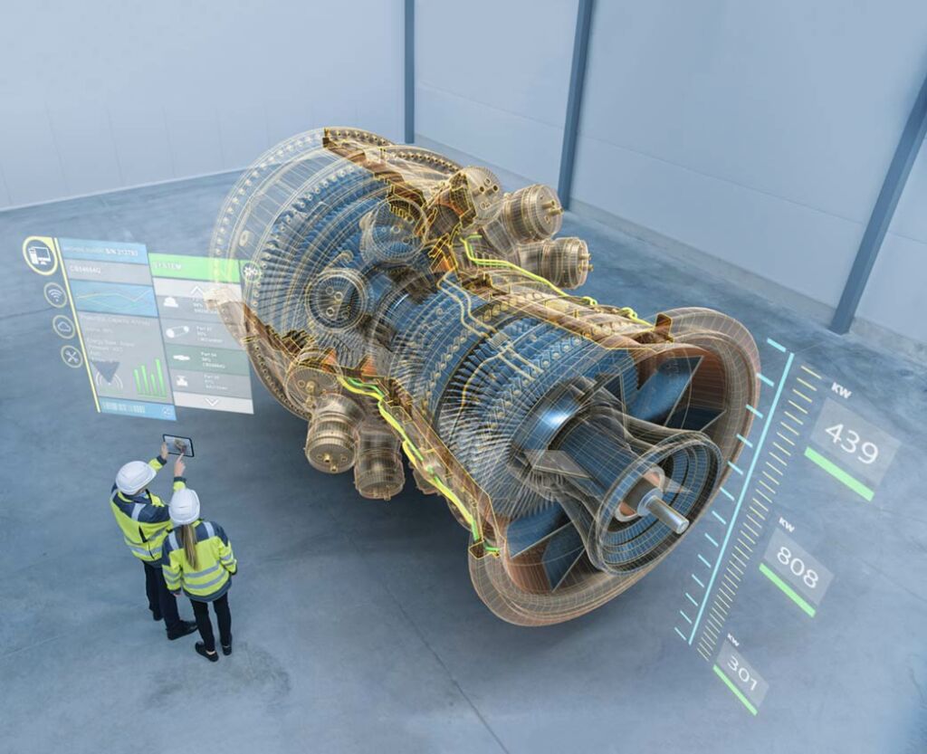 Employees using AR learning software