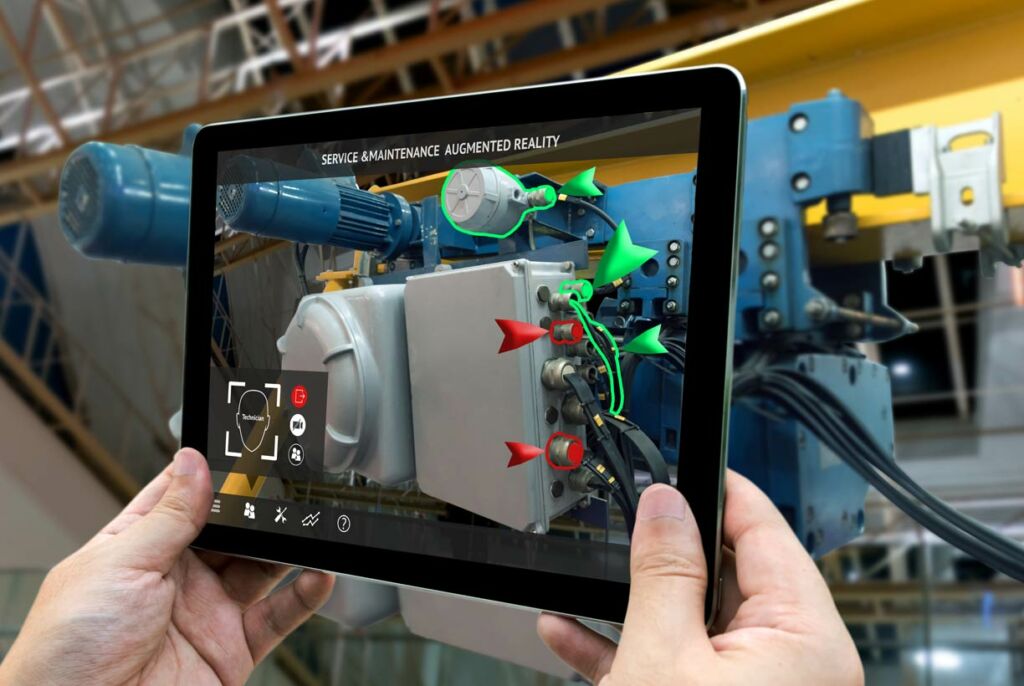 Person who is AR Training on tablet