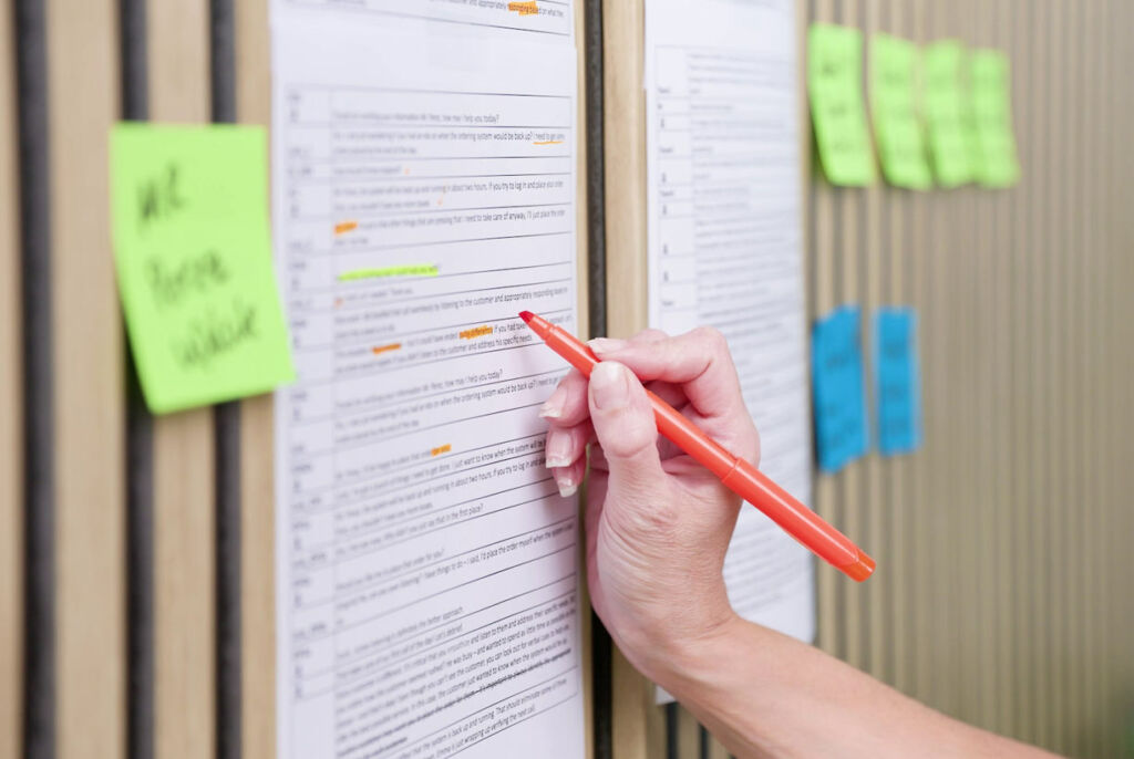 Employee checking paperwork