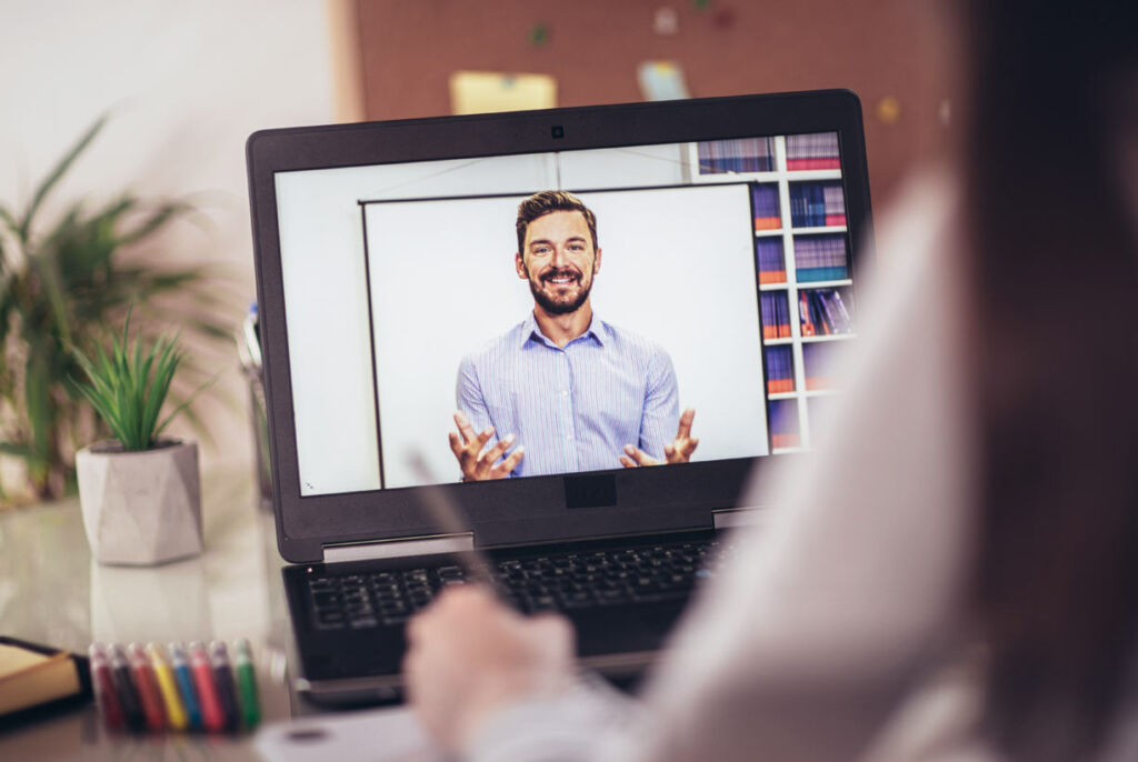 Man leading Instructional Design service webinar